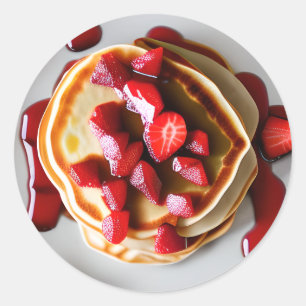 Pancakes with Strawberry Syrup Classic Round Sticker