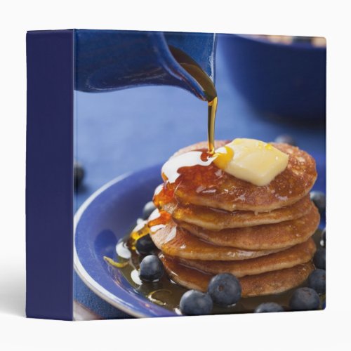 Pancakes with syrup and blueberry 3 ring binder