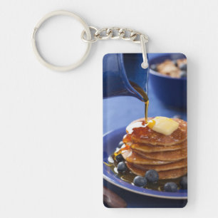 Pancakes with syrup and blueberry keychain