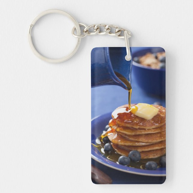 Pancakes with syrup and blueberry keychain (Front)