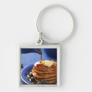 Pancakes with syrup and blueberry keychain