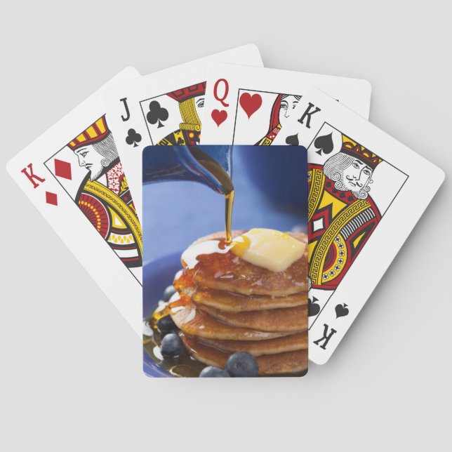 Pancakes with syrup and blueberry poker cards (Back)