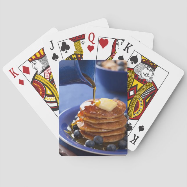 Pancakes with syrup and blueberry poker cards (Back)