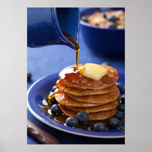 Pancakes with syrup and blueberry poster (Front)
