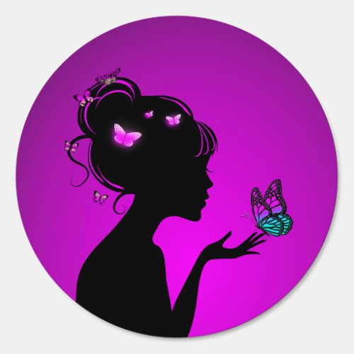 Pancarte The woman purple butterflies Sign