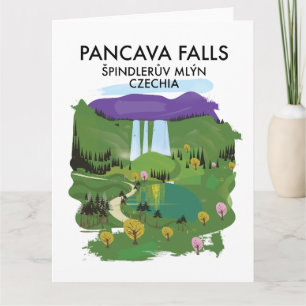 Pancava Falls Špindlerův Mlýn, Czechia travel post Card