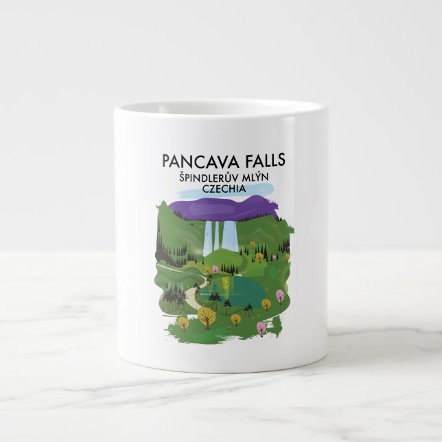 Pancava Falls Špindlerův Mlýn, Czechia travel post Giant Coffee Mug (Front)