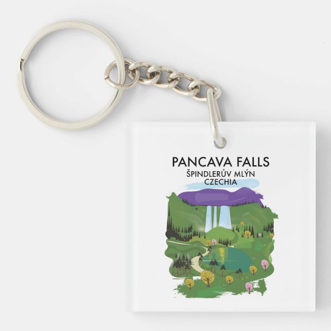 Pancava Falls Špindlerův Mlýn, Czechia travel post Keychain (Front)