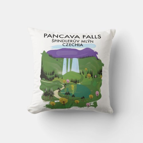 Pancava Falls Špindlerův Mln Czechia travel post Throw Pillow