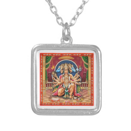 Panchmukhi Hanuman ji Silver Plated Necklace