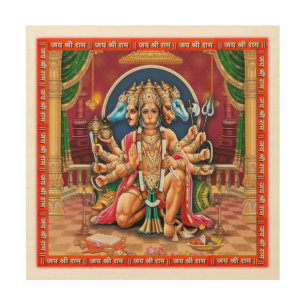 Panchmukhi Hanuman ji Wood Wall Art