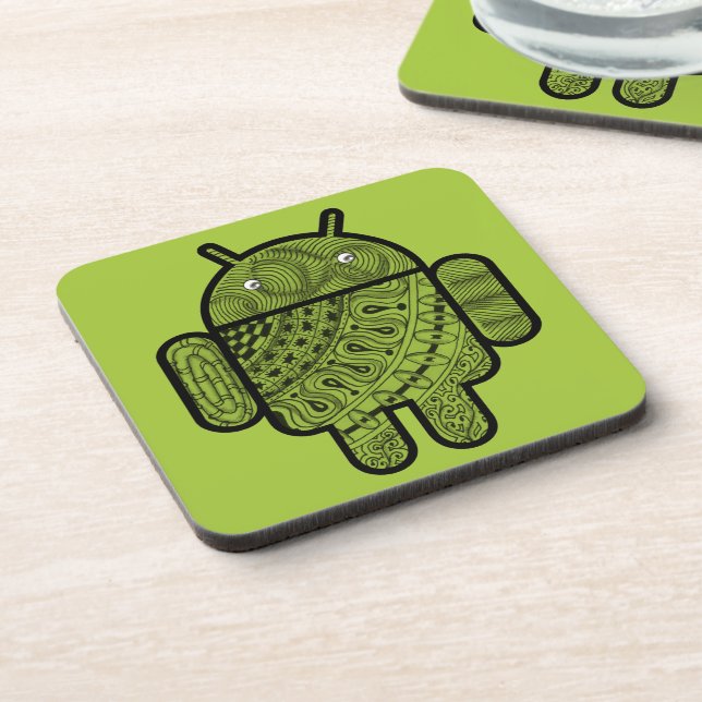 Pancho Doodle Character for the Android™ robot Beverage Coaster (Left Side)