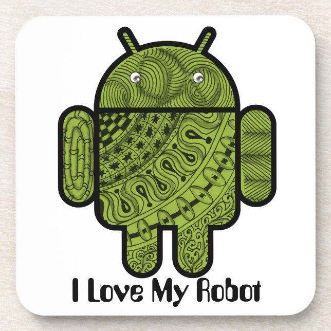 Pancho Doodle Character for the Android™ robot Drink Coaster (Front)