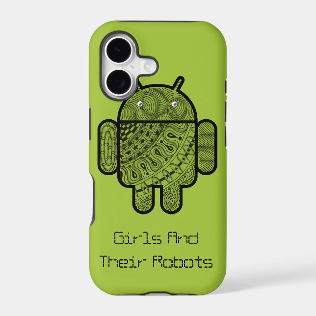 Pancho Doodle Character for the Android™ robot Iphone Case (Back)
