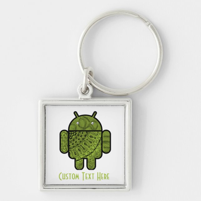 Pancho Doodle Character for the Android™ robot Keychain (Front)