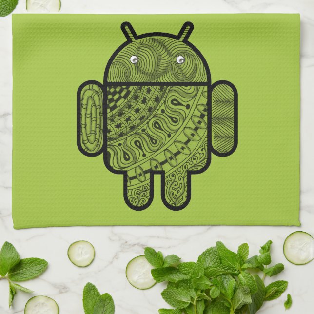 Pancho Doodle Character for the Android™ robot Kitchen Towel (Folded)
