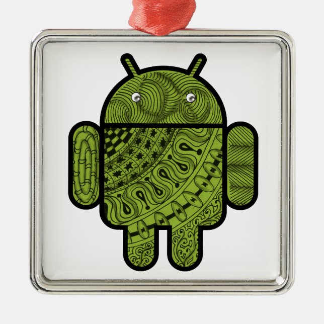 Pancho Doodle Character for the Android™ robot Metal Ornament (Front)