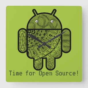 Pancho Doodle Character for the Android™ robot Square Wall Clock