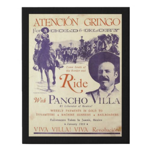 Pancho Villa Mexican Hero General Faux Canvas Print