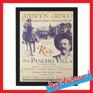 Pancho Villa 🎖️ Mexican Hero General Faux Canvas Print