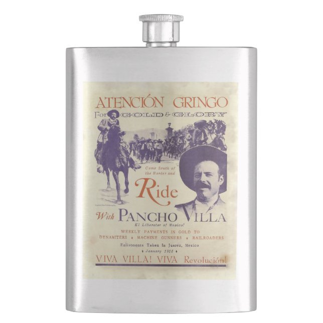 Pancho Villa 🔥 Mexican Hero General Flask (Front)