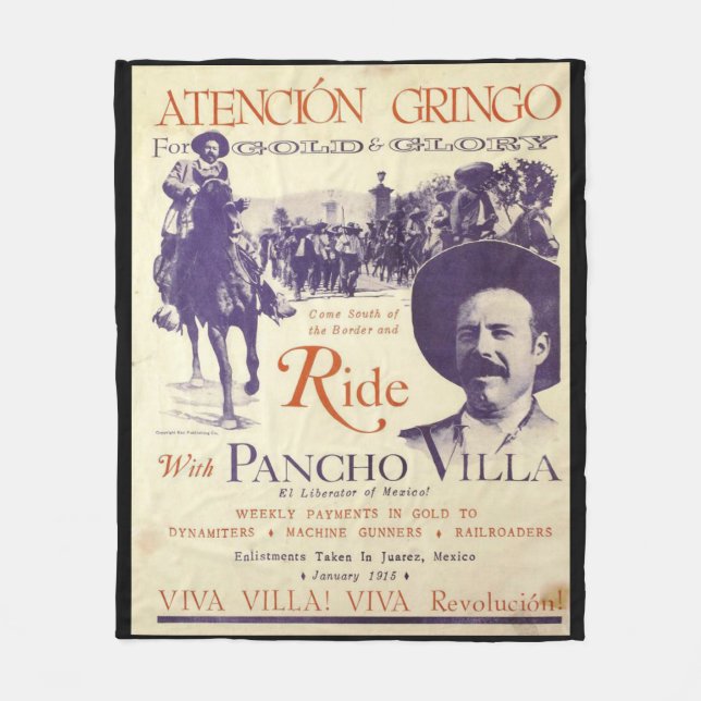Pancho Villa 🔥 Mexican Hero General Fleece Blanket (Front)