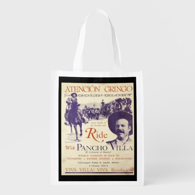Pancho Villa 🔥 Mexican Hero General Grocery Bag (Front)