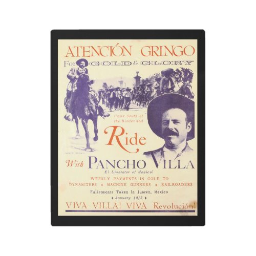 Pancho Villa Mexican Hero General Metal Print