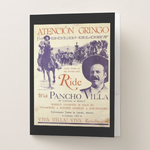 Pancho Villa Mexican Hero General Pocket Folder