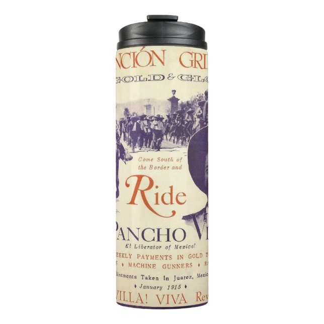Pancho Villa 🔥 Mexican Hero General Thermal Tumbler (Front)