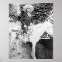 1914 Mexican General Panch Villa Horseback Vintage Print/Poster  11" x 17" Repro 
