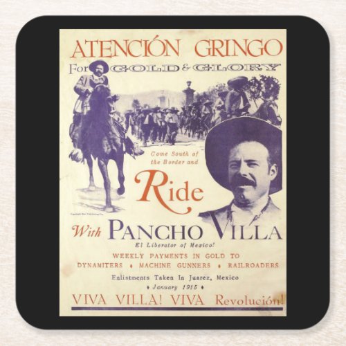 Pancho Villa Square Paper Coaster