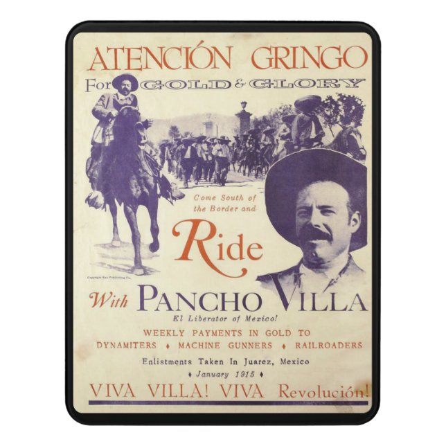 Pancho Villa 🎖️ Vintage Artwork Door Sign (Contemporary Vert)