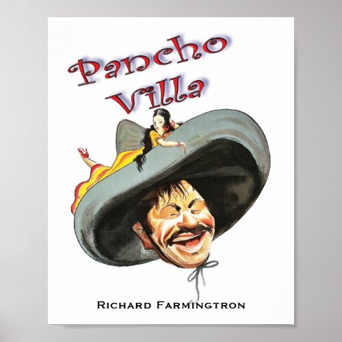 Pancho Villa Vintage Illustration  Poster