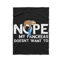 Pancreas Diabetes Awareness Sleep Sloth Pancreatic Fleece Blanket