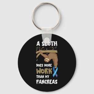 Pancreas Diabetes Awareness Work Sloth Type One Di Keychain
