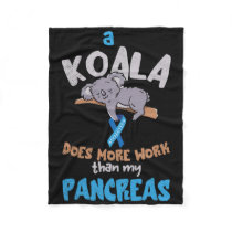 Pancreas Fun Koala Pancreas Diabetes Awareness Dia Fleece Blanket