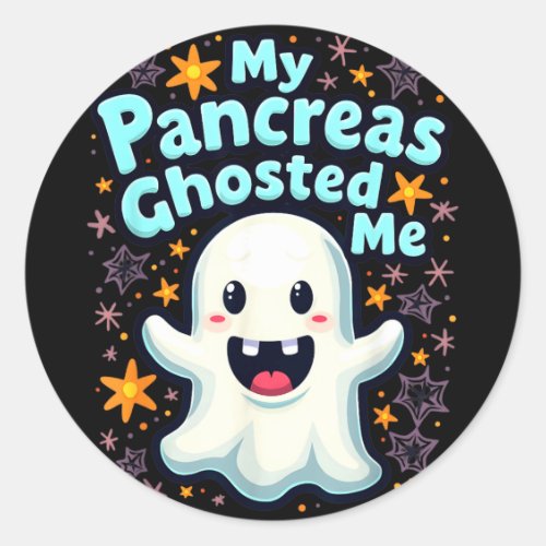 Pancreas Ghosted Halloween Type 1 Diabetes Classic Round Sticker