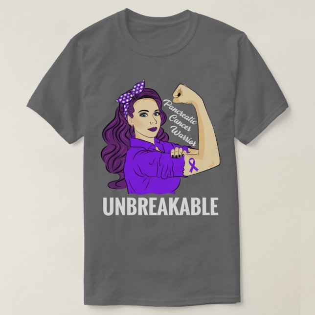 Pancreatic Awareness Pancreas Tumors Warrior T-Shirt (Design Front)