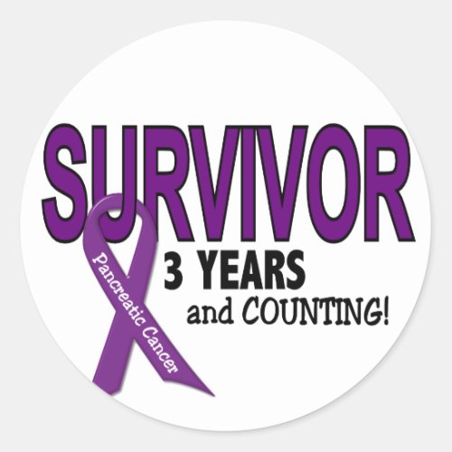 Pancreatic Cancer 3 YEAR SURVIVOR Classic Round Sticker