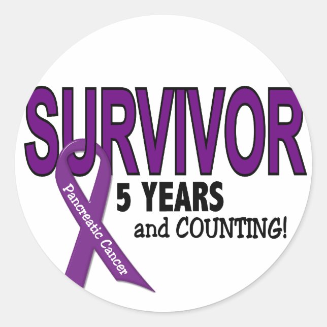 Pancreatic Cancer 5 YEAR SURVIVOR Classic Round Sticker (Front)