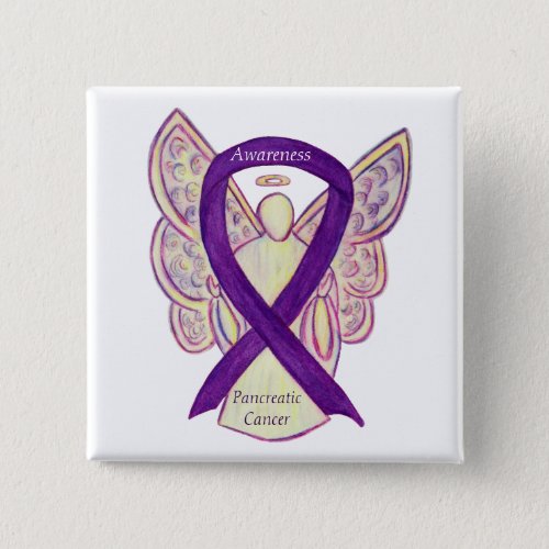 Pancreatic Cancer Angel Awareness Ribbon Art Pins