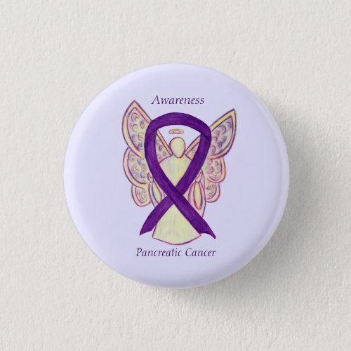 Pancreatic Cancer Angel Awareness Ribbon Art Pins