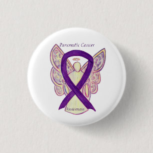 Pancreatic Cancer Angel Awareness Ribbon Art Pins