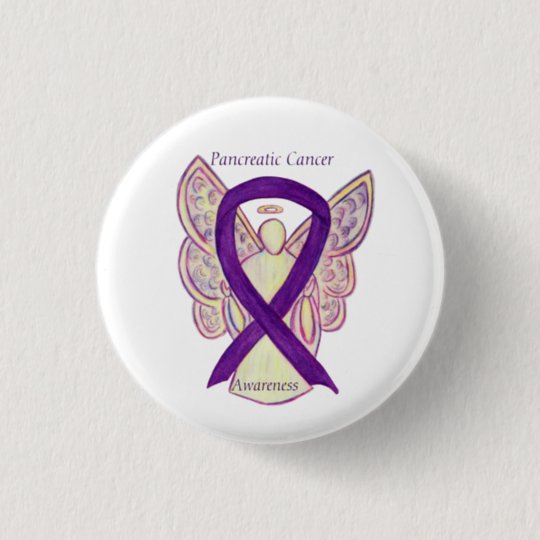 Pancreatic Cancer Angel Awareness Ribbon Art Pins | Zazzle.com