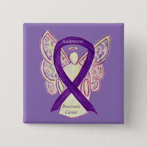 Pancreatic Cancer Angel Awareness Ribbon Art Pins