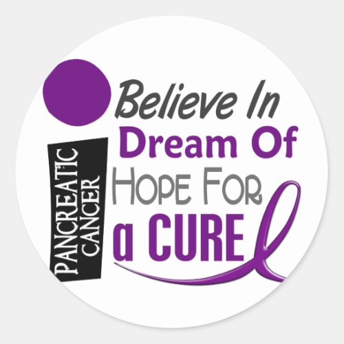 Pancreatic Cancer Awareness BELIEVE DREAM HOPE Classic Round Sticker