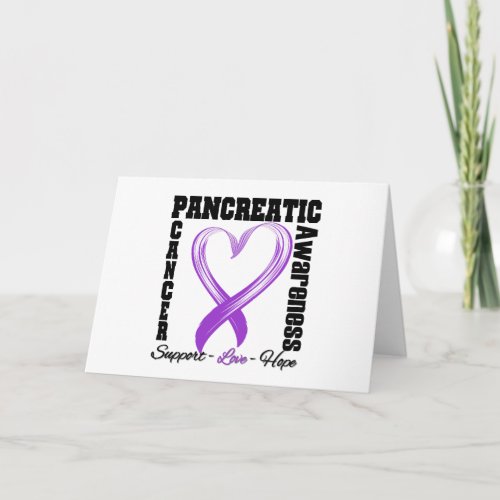 Pancreatic Cancer Awareness Brushed Heart Ribbon v Card