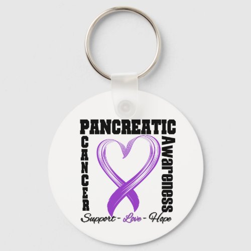 Pancreatic Cancer Awareness Brushed Heart Ribbon v Keychain