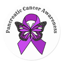 Pancreatic Cancer Awareness | Butterfly Classic Round Sticker
